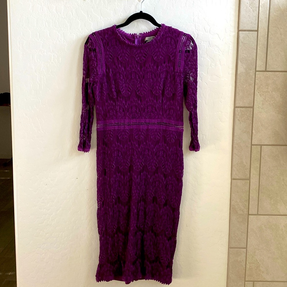 Love x design purple long sleeve lace dress